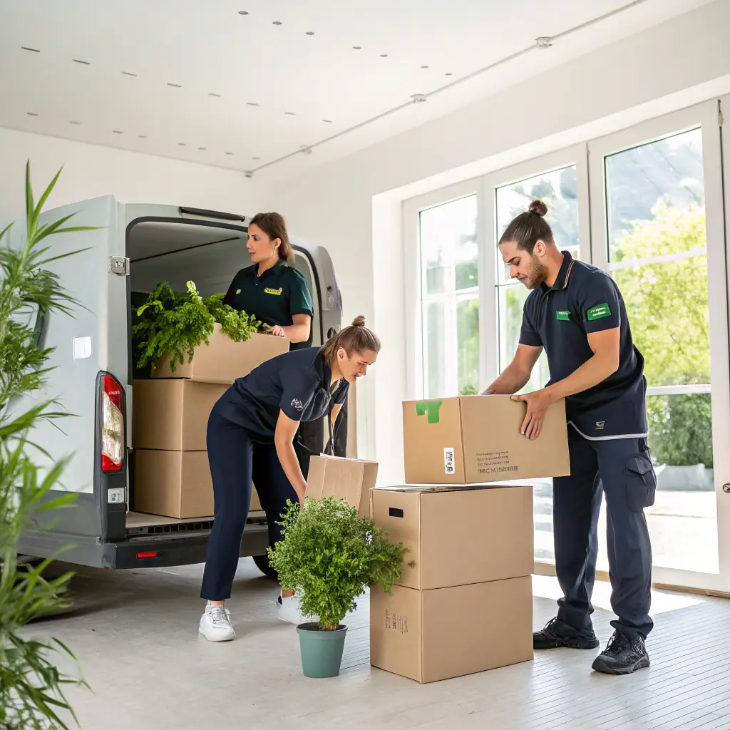AstraPro Team verlädt Kartons und Möbel bei einer Haushaltsauflösung in einen Firmentransporter